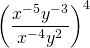\left(\dfrac{x^{-5}y^{-3}}{x^{-4}y^2}\right)^4