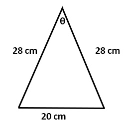 Triangle with sides of 28, 28 and 20