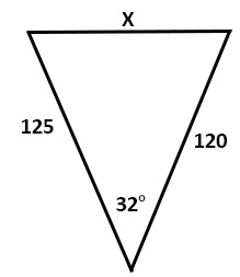 Triangle with sides 125, 120 and angle between of 32 degrees