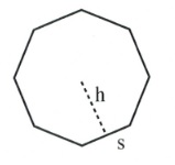 Octagon with radius h and side s.