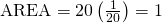 Rendered by QuickLaTeX.com \text{AREA}=20\left(\frac{1}{20}\right)=1
