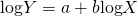 Rendered by QuickLaTeX.com \text{log}Y=a+b\text{log}X