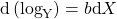 Rendered by QuickLaTeX.com \text{d}\left({\text{log}}_{\text{Y}}\right)=b\text{d}X