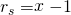 Rendered by QuickLaTeX.com {r}_{s}=\stackrel{~}{x}-1