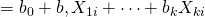 Rendered by QuickLaTeX.com ŷ={b}_{0}+b,{X}_{1i}+\cdots +{b}_{k}{X}_{ki}
