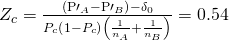 Rendered by QuickLaTeX.com {Z}_{c}=\frac{\left({\mathrm{P\prime }}_{A}-{\mathrm{P\prime }}_{B}\right)-{\delta }_{0}}{{P}_{c}\left(1-{P}_{c}\right)\left(\frac{1}{{n}_{A}}+\frac{1}{{n}_{B}}\right)}=0.54