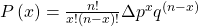 Rendered by QuickLaTeX.com P\left(x\right)=\frac{n!}{x!\left(n-x\right)!}·{p}^{x}{q}^{\left(n-x\right)}
