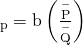 Rendered by QuickLaTeX.com {\text{η}}_{\text{p}}=\text{b}\left(\frac{\stackrel{-}{\text{P}}}{\stackrel{-}{\text{Q}}}\right)
