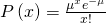 Rendered by QuickLaTeX.com P\left(x\right)=\frac{{\mu }^{x}{e}^{-\mu }}{x!}