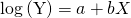 Rendered by QuickLaTeX.com \text{log}\left(\text{Y}\right)=a+bX