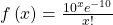 Rendered by QuickLaTeX.com f\left(x\right)=\frac{{10}^{x}{e}^{-10}}{x!}