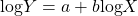 Rendered by QuickLaTeX.com \text{log}Y=a+b\text{log}X