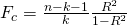 Rendered by QuickLaTeX.com {F}_{c}=\frac{n-k-1}{k}·\frac{{R}^{2}}{1-{R}^{2}}
