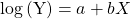 Rendered by QuickLaTeX.com \text{log}\left(\text{Y}\right)=a+bX