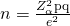 Rendered by QuickLaTeX.com n=\frac{{Z}_{\alpha }^{2}\mathrm{pq}}{{e}^{2}}