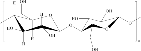 \chemfig{H-[:-90](-[:-150]@{left,0.5}-[:-150, 0.3])(<[:-60, 1.5](-[:165]HO)(-[:-90]H)<[:15, 1.5](-[:90]H)(-[:-45]OH)>[:-15, 1.5])-[:-15, 1.5](-[:150]-[:90]OH)(-[:-90, 1.5]H)-[:15, 1.5]O-[:-60, 1.5]-[:30]O-[:-30](<[:30](-[:-100]-[:-75]OH)>[:-15, 1.2]O>[:45, 1.4])-[:60, 1.2](-[:180]HO)-[:-15](-[:60]OH)-[:15, 1.5]-[:-30]O-[@{right,0.5}:30]} \polymerdelim[delimiters={[]}, height=50 pt]{left}{right}