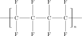 \chemfig{-[@{left,.75}]C(-[:90]F)(-[:-90]F)-C(-[:90]F)(-[:-90]F)-C(-[:90]F)(-[:-90]F)-C(-[:90]F)(-[:-90]F)-[@{right,0.25}:0]}\polymerdelim[delimiters={[]}, height = 17pt]{left}{right}