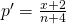 {p}^{\prime }=\frac{x+2}{n+4}