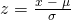 Rendered by QuickLaTeX.com z=\frac{x\text{ }-\text{ }\mu }{\sigma }