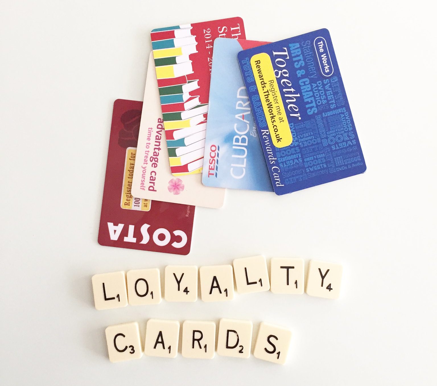Several customer loyalty cards.