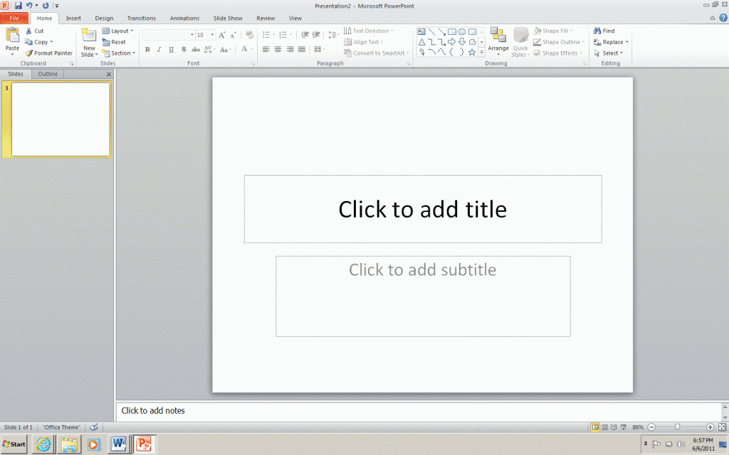 which view in a presentation program