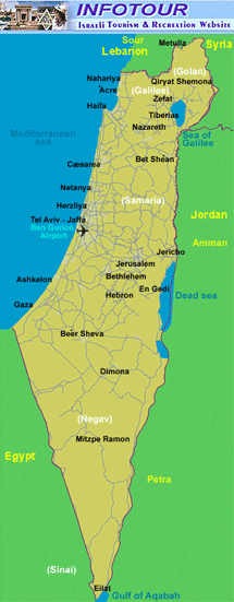 A map of Israel that shows no signs of a Palestinian presence