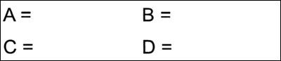 Box containing "A=," "B=," "C=," and "D="