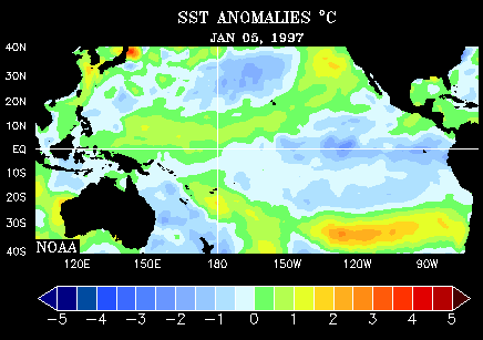 Gif file showing changing sea surface temperature anomalies