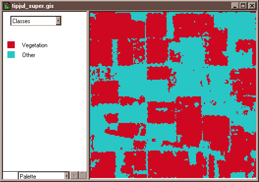 Screenshot showing two-class land cover map (supervised classification)