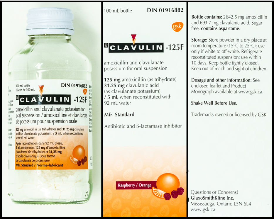 Image of bottle and packaging of amoxicillin clavulanate