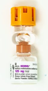 A vial labelled "Medrol." 125 mg per vial. 62.5 mg per mL.