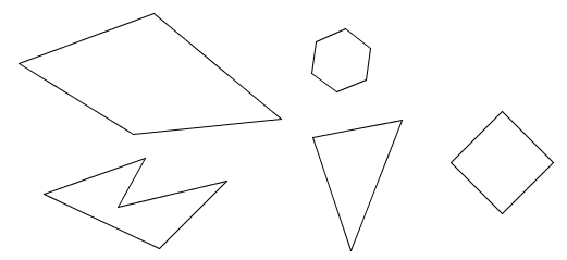 Drawings of polygons.