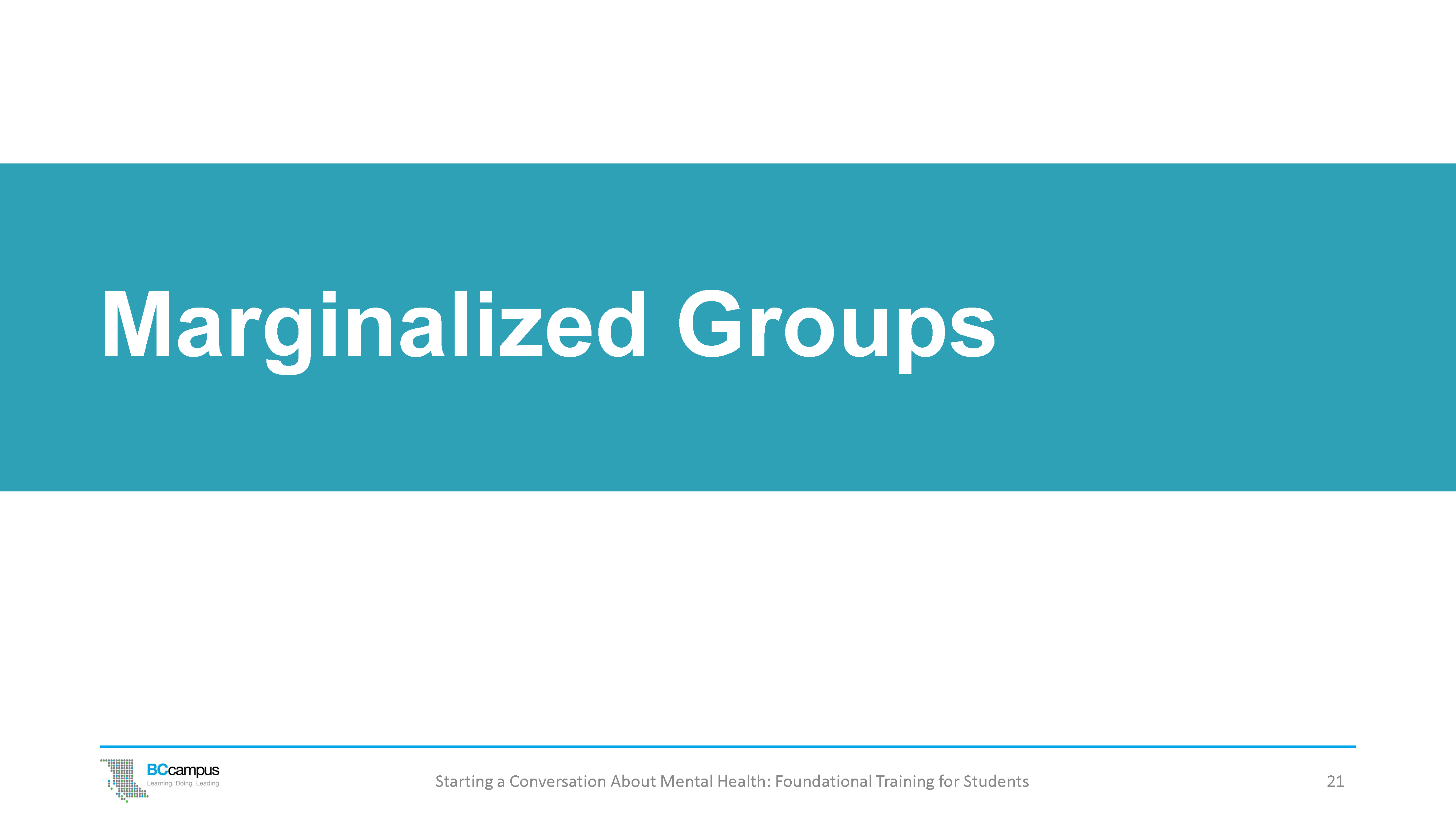 4. Marginalized Groups and Mental Health Starting A Conversation