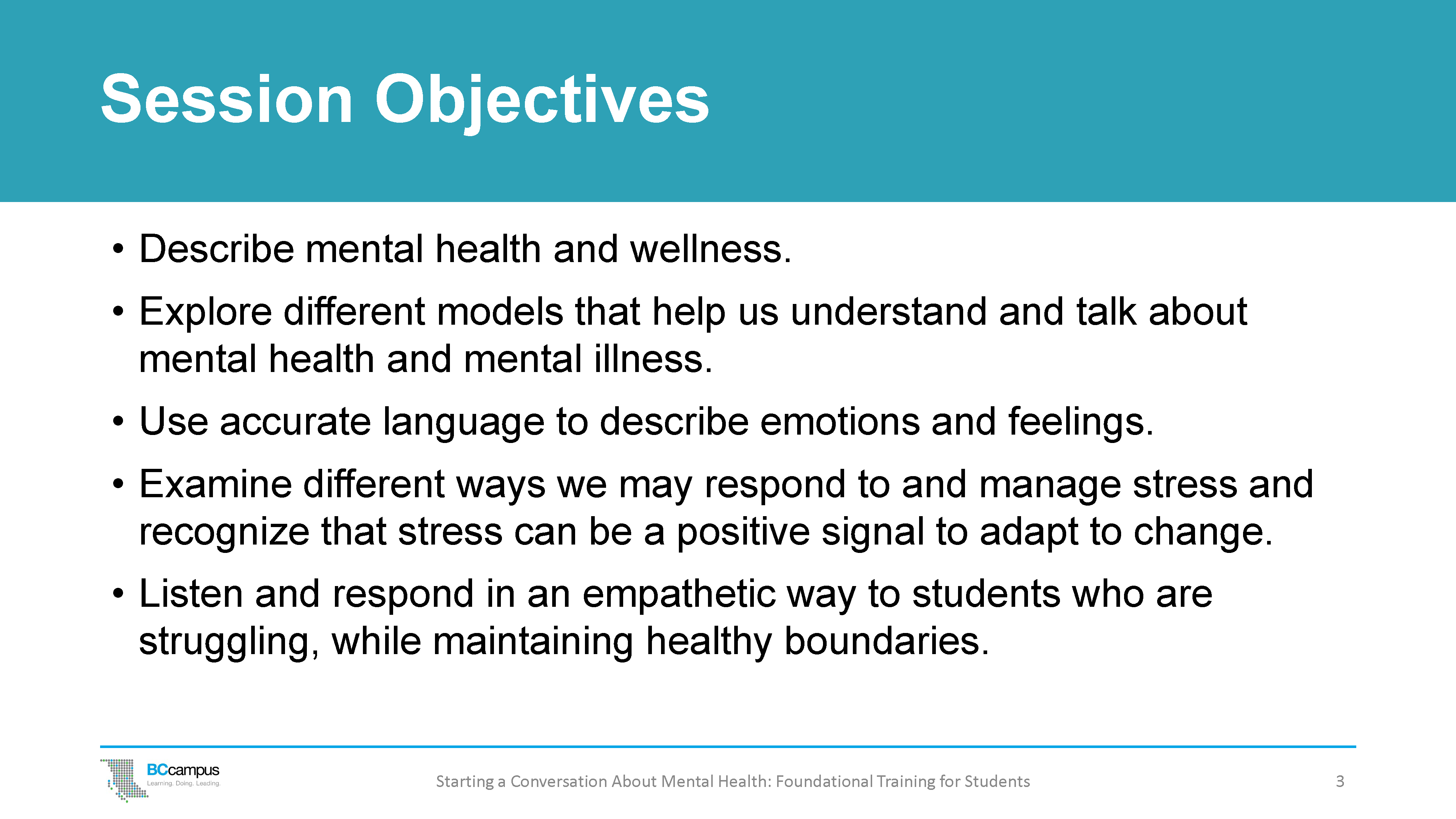 1. Opening the Session – Starting A Conversation About Mental