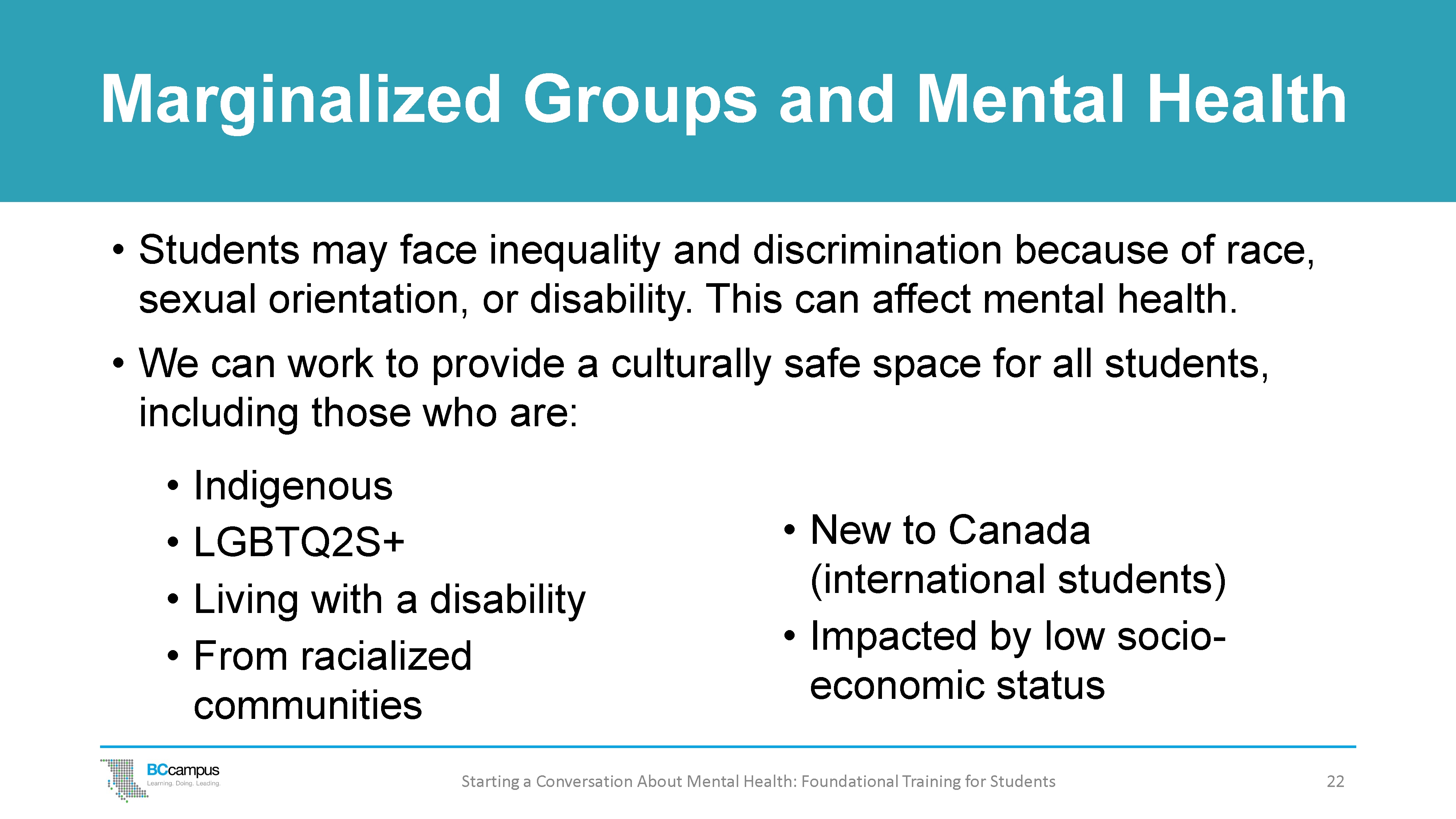 4. Marginalized Groups and Mental Health – Starting A Conversation About  Mental Health: Foundational Training for Students