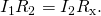 Rendered by QuickLaTeX.com {I}_{1}{R}_{2}={I}_{2}{R}_{\text{x}}.