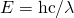 E=\text{hc}/\lambda