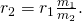{r}_{2}={r}_{1}\frac{{m}_{1}}{{m}_{2}}.