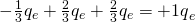 Rendered by QuickLaTeX.com -\frac{1}{3}{q}_{e}+\frac{2}{3}{q}_{e}+\frac{2}{3}{q}_{e}={+1q}_{e}