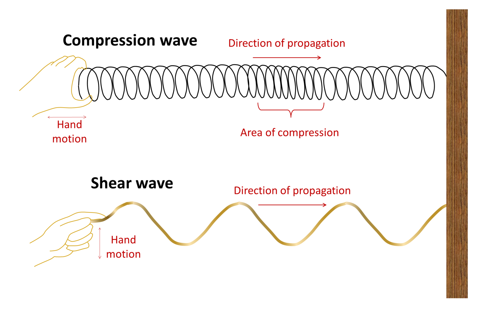 Schematic view of body waves and surface waves at the ground surface.