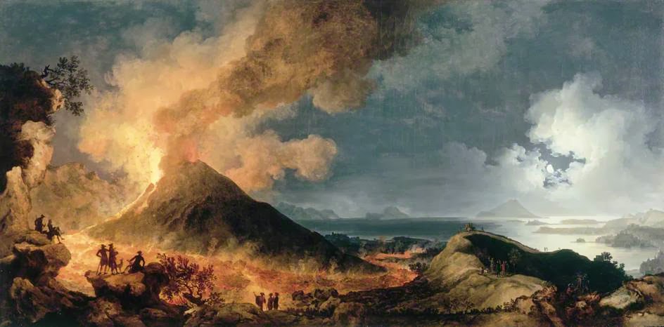 Painting: The Eruption of Vesuvius, by Pierre-Jacques Volaire (1771). Public Domain