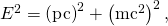 Rendered by QuickLaTeX.com {E}^{2}=\left(\text{pc}{\right)}^{2}+\left({\text{mc}}^{2}{\right)}^{2},