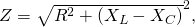Rendered by QuickLaTeX.com Z=\sqrt{{R}^{2}+\left({X}_{L}-{X}_{C}{\right)}^{2}}\text{,}