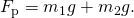 Rendered by QuickLaTeX.com {F}_{\text{p}}={m}_{1}g+{m}_{2}g.