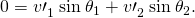 Rendered by QuickLaTeX.com 0={v\prime }_{1}^{}\phantom{\rule{0.25em}{0ex}}\text{sin}\phantom{\rule{0.25em}{0ex}}{\theta }_{1}+{v\prime }_{2}^{}\phantom{\rule{0.25em}{0ex}}\text{sin}\phantom{\rule{0.25em}{0ex}}{\theta }_{2}.