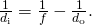 Rendered by QuickLaTeX.com \frac{1}{{d}_{\text{i}}}=\frac{1}{f}-\frac{1}{{d}_{\text{o}}}\text{.}