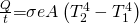 Rendered by QuickLaTeX.com \frac{Q}{t}\text{=}\sigma eA\left({T}_{2}^{4}-{T}_{1}^{4}\right)