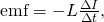 Rendered by QuickLaTeX.com \text{emf}=-L\frac{\Delta I}{\Delta t}\text{,}