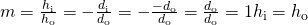 Rendered by QuickLaTeX.com m=\frac{{h}_{\text{i}}}{{h}_{\text{o}}}=-\frac{{d}_{\text{i}}}{{d}_{\text{o}}}=-\frac{-{d}_{\text{o}}}{{d}_{\text{o}}}=\frac{{d}_{\text{o}}}{{d}_{\text{o}}}=1⇒{h}_{\text{i}}={h}_{\text{o}}