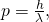 Rendered by QuickLaTeX.com p=\frac{h}{\lambda },